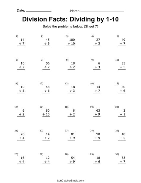 Printable Division Worksheets for Teachers .